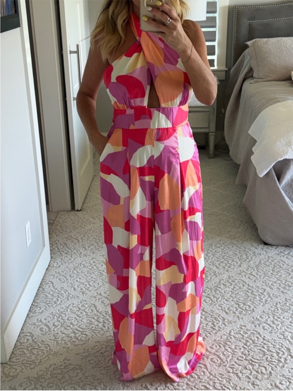 Vici satin Halter Wide-Leg Jumpsuit